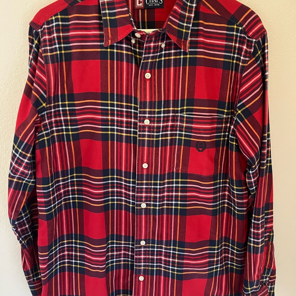 Chaps Red and Black Casual Button Down Shirt